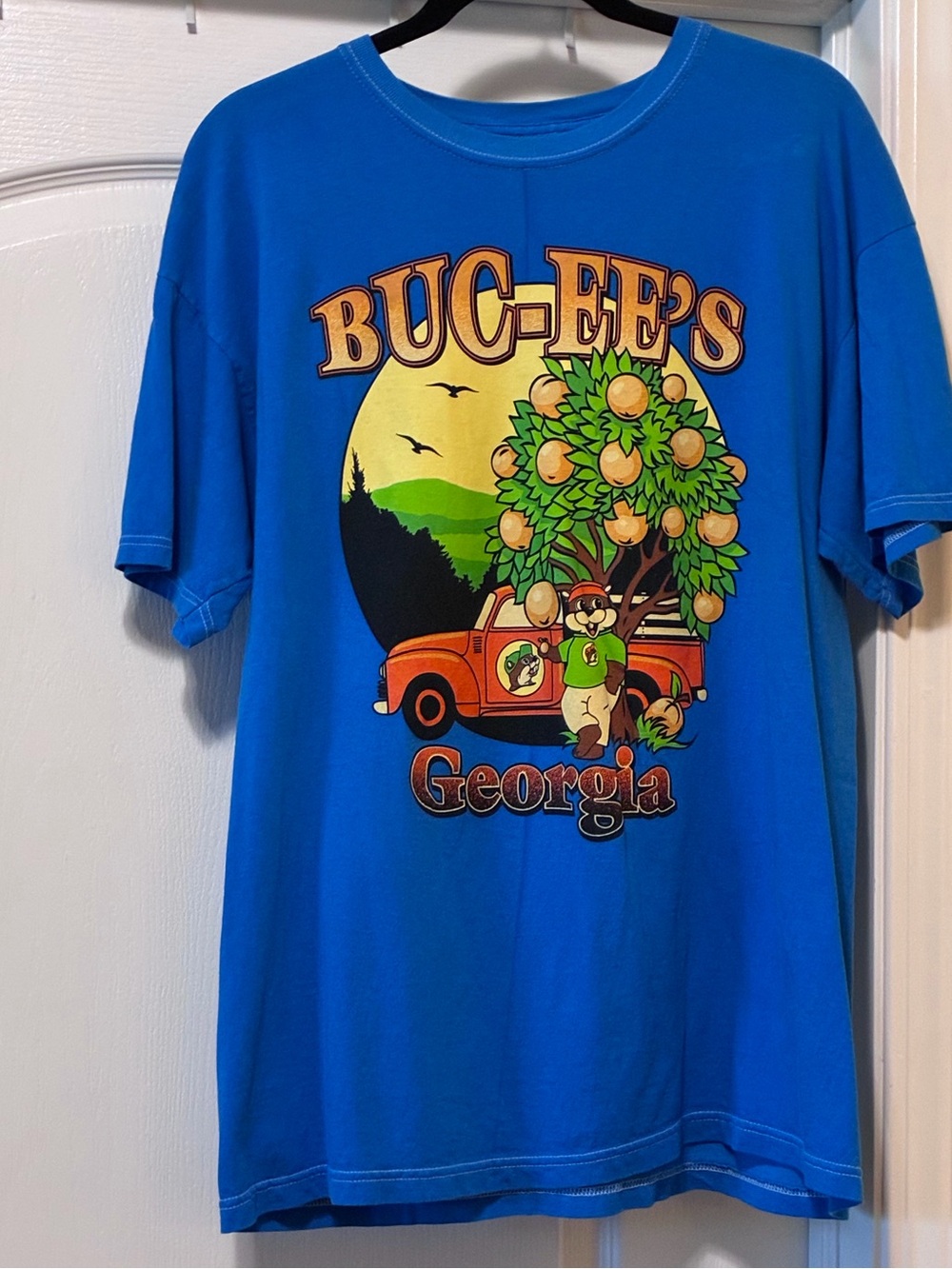 Buc-ee’s Georgia Circular Graphic Logo 100% Cotton ShortSleeve Royal Blue L Tee